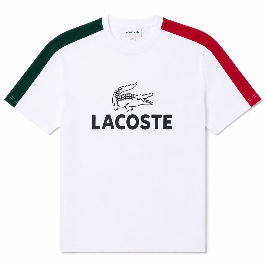 Lacoste Oversized Logo Print 100% Cotton Crew Neck T-Shirt