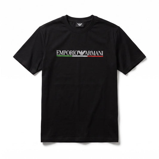 Emporio Armani Logo Print 100% Cotton Crew Neck T-Shirt