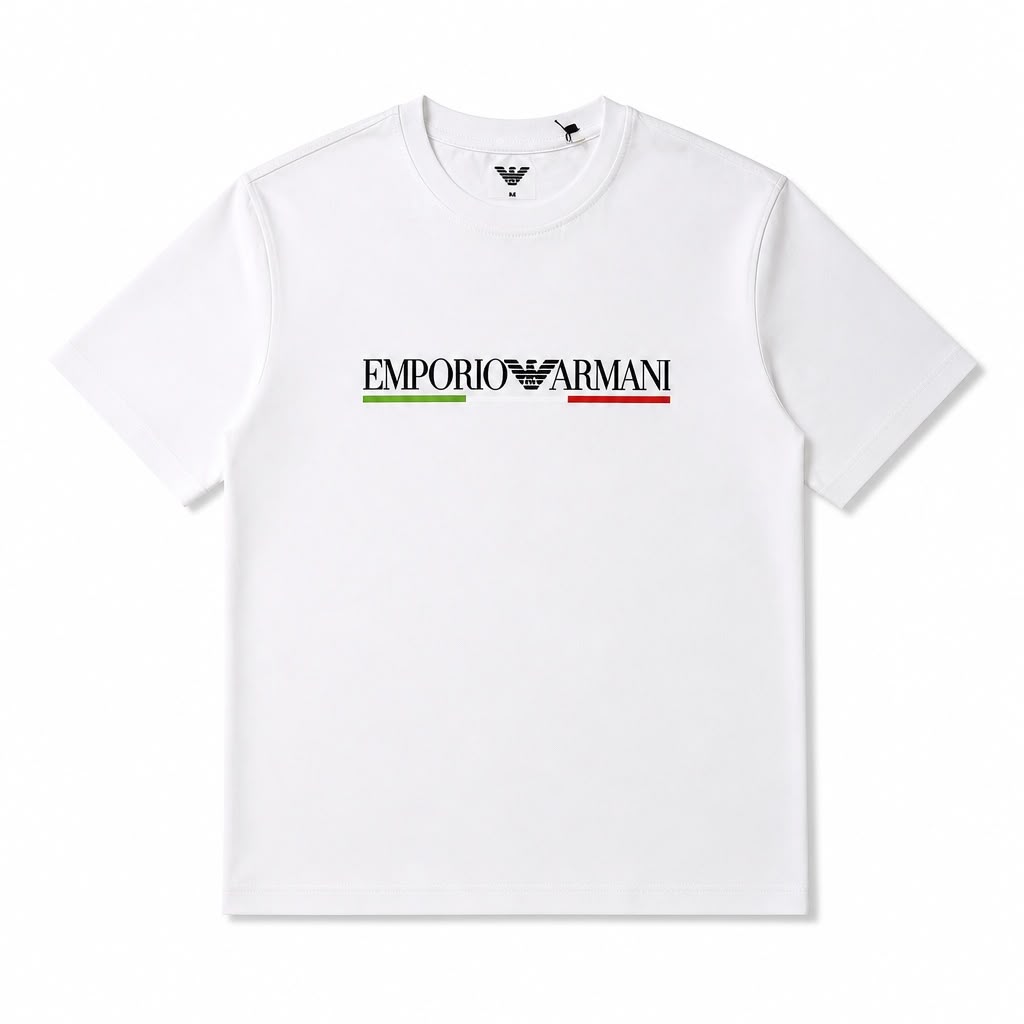 Emporio Armani Logo Print 100% Cotton Crew Neck T-Shirt
