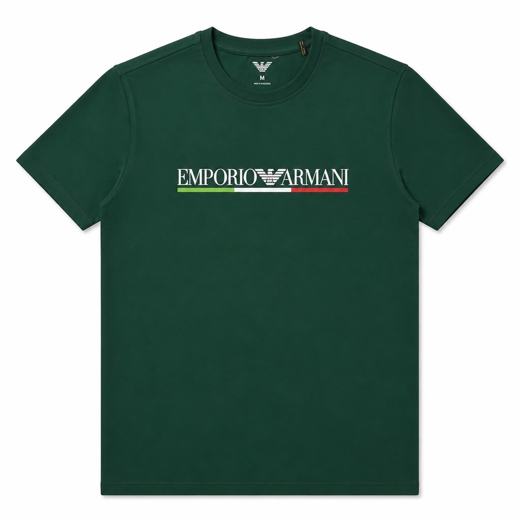 Emporio Armani Logo Print 100% Cotton Crew Neck T-Shirt