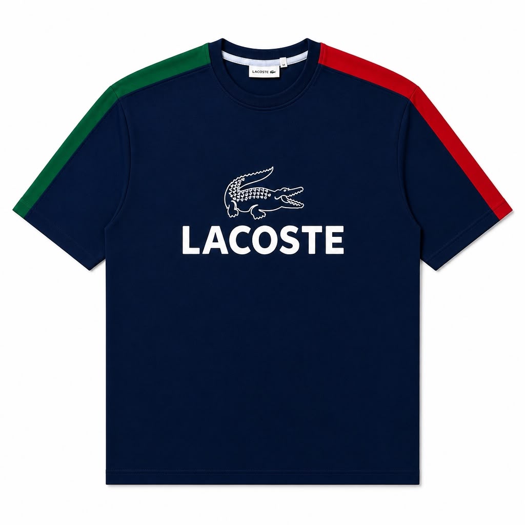 Lacoste Oversized Logo Print 100% Cotton Crew Neck T-Shirt